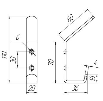 Крючок-вешалка усиленный двухрожковый модель 2, черный матовый (Балаково) DOMART; УТ-00000066