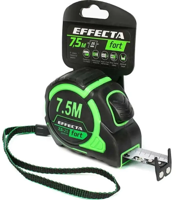 Рулетка 7,5м-25мм с магнитом автостоп, шкала-нейлон EFFECTA Fort (581725); 11614438