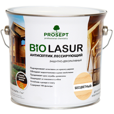 Антисептик деревозащитный декоративный PROSEPT BiO LASUR беcцветный 0,9 л 031-09; 11612123
