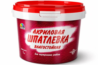 Шпатлёвка акриловая влагостойкая 1 кг для внутренних работ; УТ-00000590
