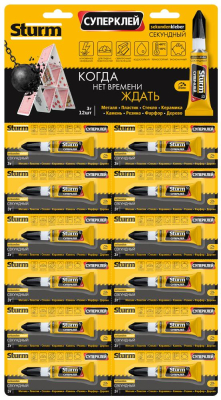 Суперклей 3г на мультикарте, 12 шт. в упаковке STURM 07-17-17; УТ-00000134