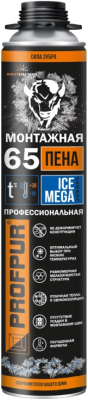 Пена PROFPUR ICE MEGA -18С 65С проф.зимняя, 870мл/1000г  01-02-22; 11604395