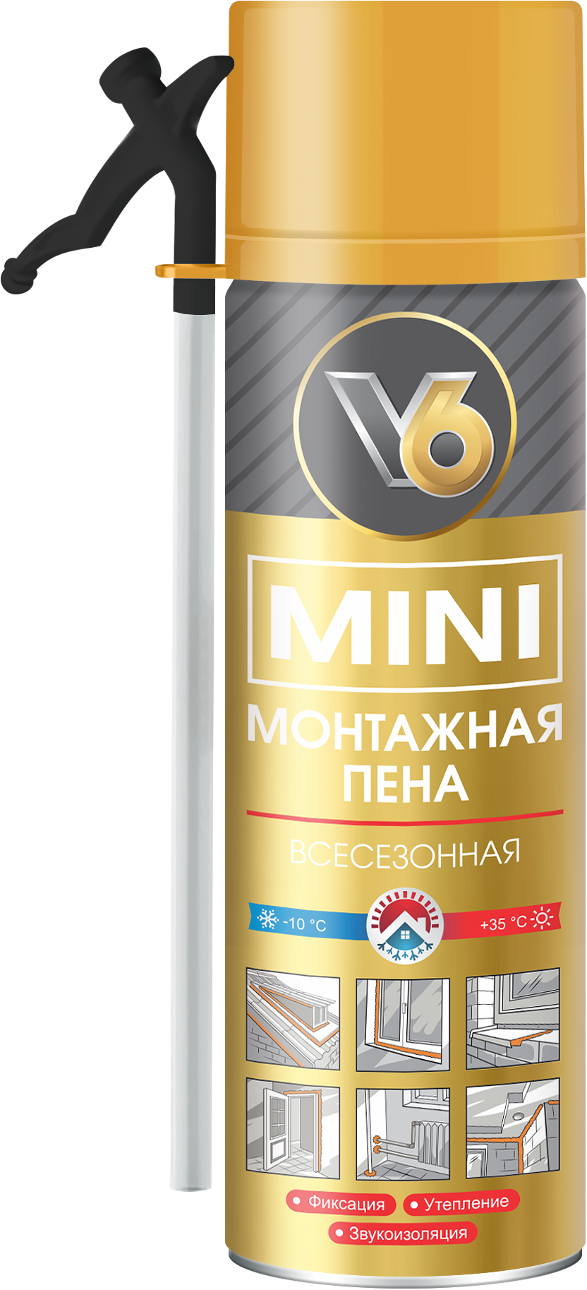 Пена бытовая всесезонная V6 MINI, 350гр; 11594682