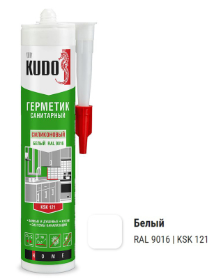 Герметик силиконовый санитарный KUDO 280 мл белый RAL 9016 KSK-121; 11606515