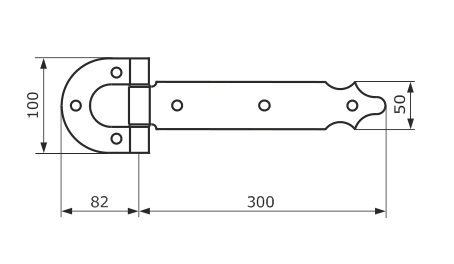 Петля-стрела ПСУ-300 (5мм) усиленная черный (Балаково) DOMART; 11593699