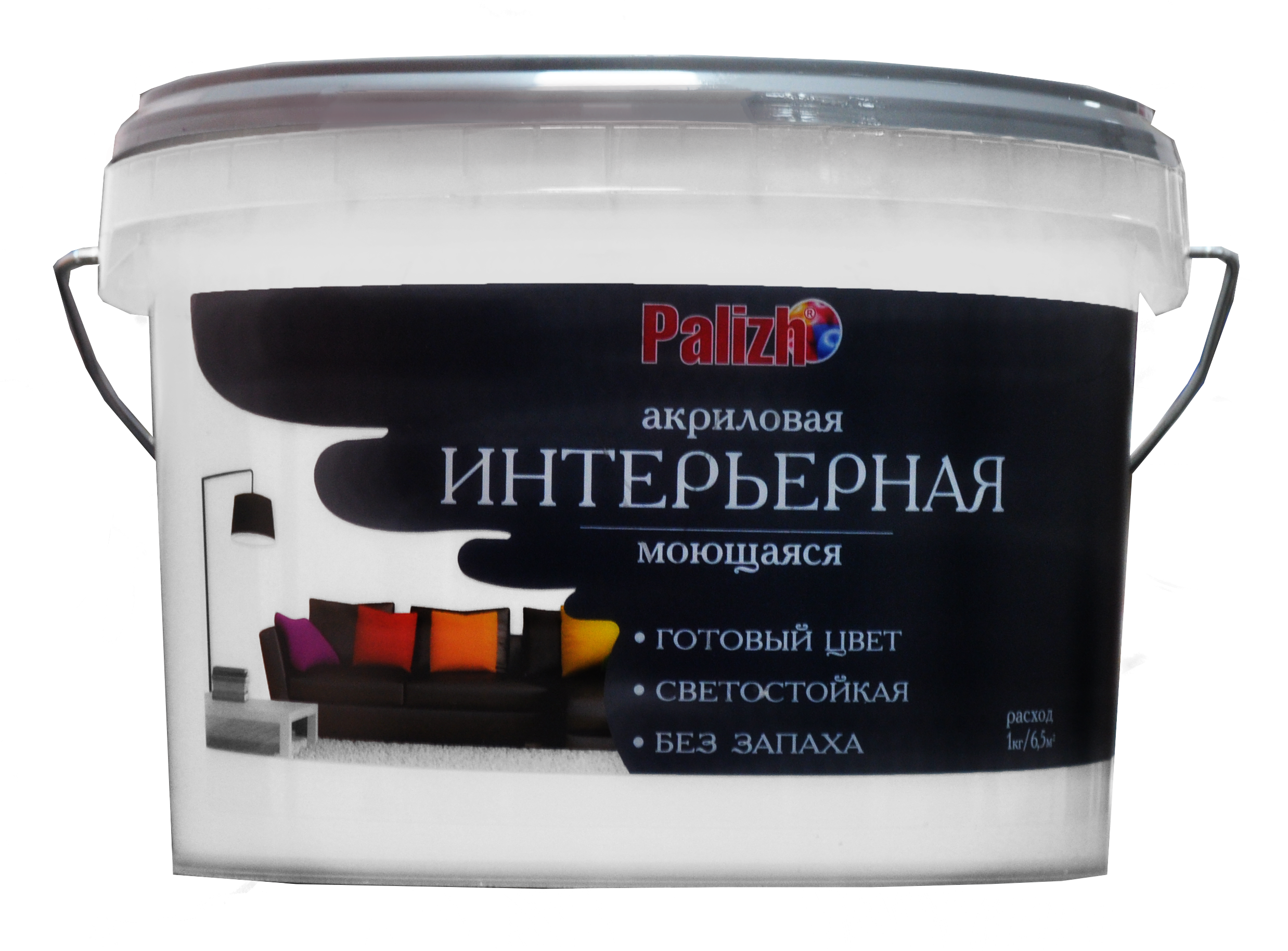 Краска PALIZH акриловая интерьерная моющаяся №315 пломбир 3,7 кг; 11605606