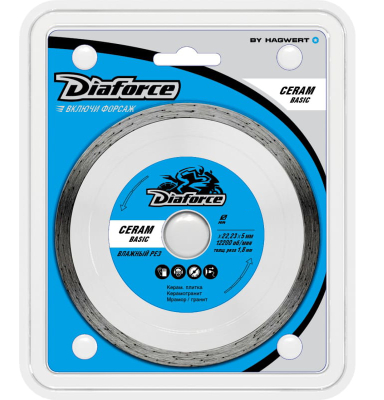Диск алмазный 230х22,23х5x2.2 мм влажный рез DIAFORCE CERAM BASIC (513230); 11612375