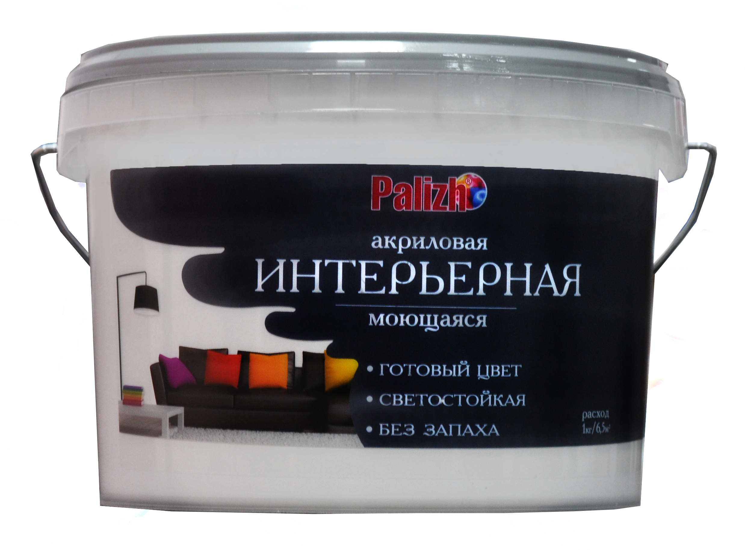 Краска PALIZH акриловая интерьерная моющаяся №302 миндаль  3,7 кг; 11605593