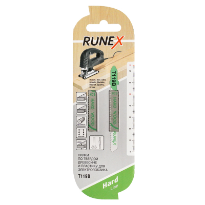 Пилки по дереву и пластику 75 х 50 мм (прямой распил) 2шт Т119В RUNEX HARD Line (555104-2); 11612868
