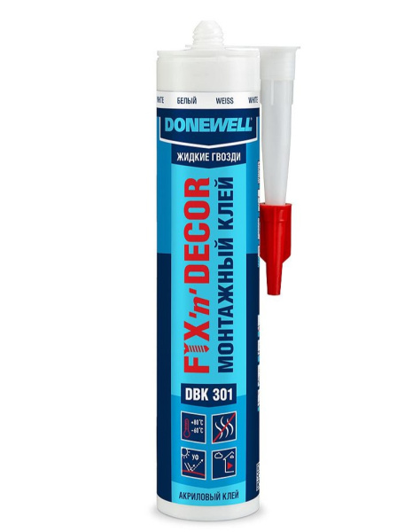 Жидкие гвозди DONEWELL FIX-n-DECOR на акрил. основе, белые  260 мл; 11606492
