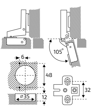 Петля мебельная 362В Slide-On полунакладная, хром уп.2шт. StahlBuro 15910; 11614627 Петля мебельная 362В Slide-On полунакладная, хром уп.2шт. StahlBuro 15910; 11614627