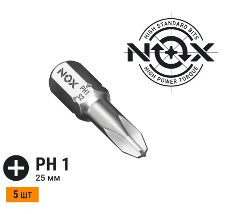 Бита Ph1- 25 С6.3, 5 шт бокс NOX COREBIT (335125-5В); 11613911
