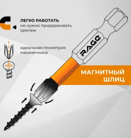Биты торсионные S2 PZ2 x 50 мм 2 шт RAGE 554123; УТ-00000236