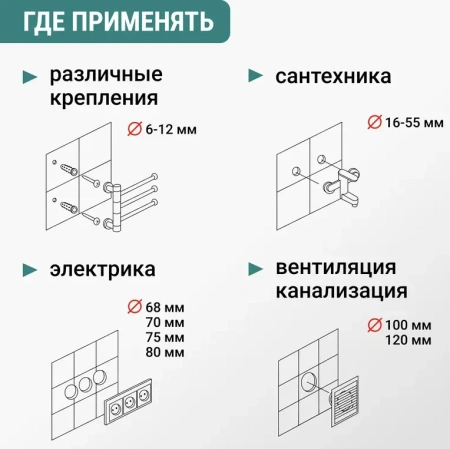 Коронка алмазная по керамике 50 мм трехгранный хвостовик VIRA 559517; УТ-00000217