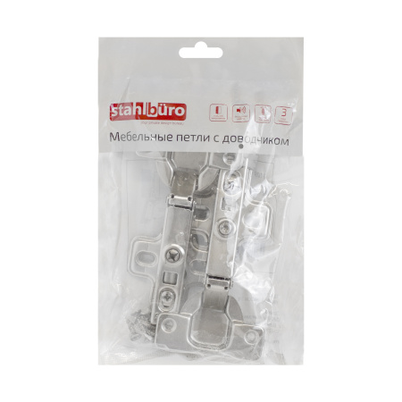 Петля мебельная Clip-On 1109 накладная с доводчиком, хром уп.2шт. StahlBuro 15904; 11615060 Петля мебельная Clip-On 1109 накладная с доводчиком, хром уп.2шт. StahlBuro 15904; 11615060