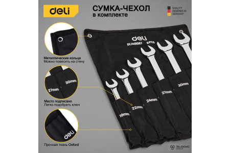 Набор комбинированных ключей с трещоткой 6 шт Deli DL140106T; 11612686