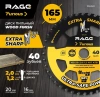 Диск пильный165 мм (6 1/2") Z40 по дереву, ламинату, фанере, ОСП RAGE Furious 594249; УТ-00000387