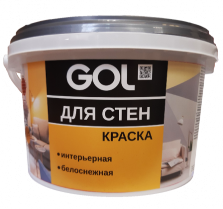 Краска акриловая для стен ВД-АК-2180 белоснежная GOL 152  3кг; 11605771