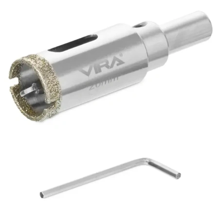 Коронка алмазная по керамике 20 мм трехгранный хвостовик VIRA 559501; УТ-00000202