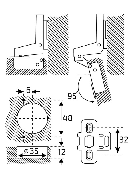 Петля мебельная Clip-On 1111 внутренняя с доводчиком, хром уп.2шт. StahlBuro 15908; 11615063