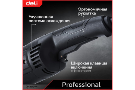 УШМ профессиональная 2000Вт, 180мм, 8500об/мин, картон  Deli DE-JM180-1E; 11613368