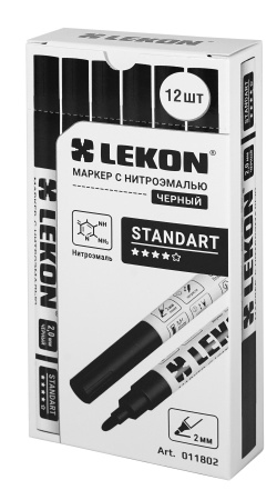 Маркер с нитроэмалью 2мм черный LEKON Standart 011802; 11614379