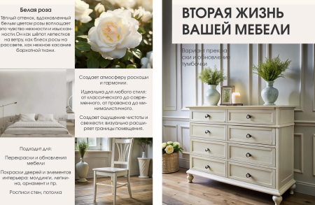 Краска интерьерная шелковисто-матовая №808 белая роза 0,2кг PALIZH РС-808-0,2; 11613935