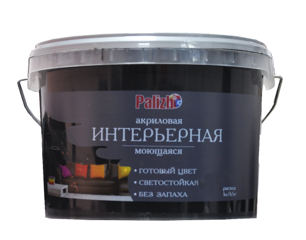 Краска акриловая интерьерная моющаяся PALIZH №316 чёрный трюфель 3,3 кг; 11605607