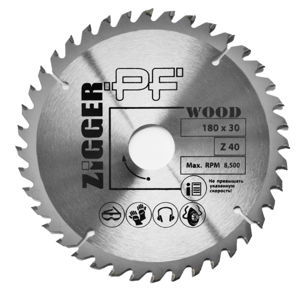 Диск пильный по дереву ZIGGER PF D180*d30*Z40; 23380