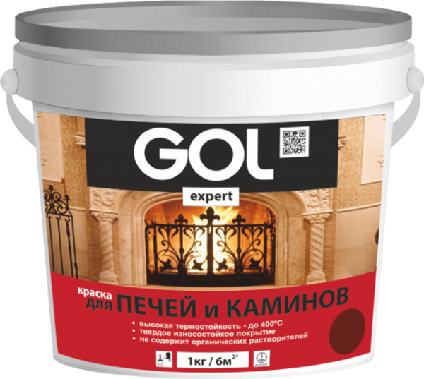 Краска для ПЕЧЕЙ и КАМИНОВ GOLexpert 140 красно-коричневая 3кг 11605978