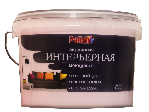 Краска PALIZH акриловая интерьерная моющаяся №312 барбарис 3,7 кг; 11605603