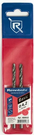 Сверло по металлу ЦХ 4,2x75мм 2шт/уп  HSS-R  Р6М5К5 RENNBOHR BASIC (460042); 11614245