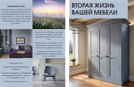 Краска интерьерная шелковисто-матовая №821 туманное утро 1,4кг PALIZH РС-821-1,4; 11614045