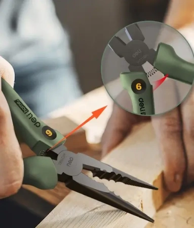 Плоскогубцы удлиненные 160мм рукоятка софттач Home Series Green  Deli HT2106L; 11612841