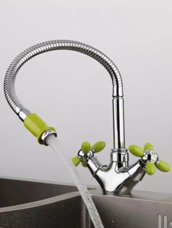 Смеситель для кухни с высоким гибким изливом зеленый ЭВЕРЕСТ В58-071Е; 11598062 Смеситель для кухни с высоким гибким изливом зеленый ЭВЕРЕСТ В58-071Е; 11598062