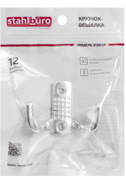 Крючок-вешалка ЕВРОПАКЕТ хром StahlBuro 212 B CP/16111; 11614936