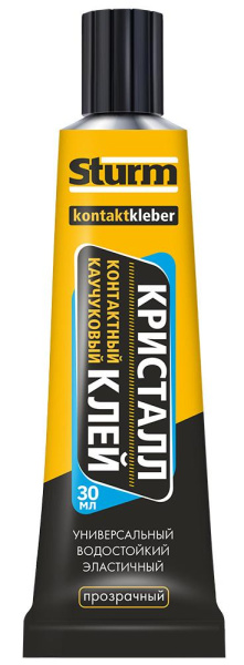 Клей контактный КРИСТАЛЛ прозрачный 30мл в блистере 12шт STURM 08-18-38; УТ-00000142