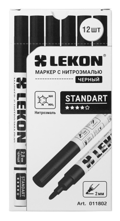 Маркер с нитроэмалью 2мм черный LEKON Standart 011802; 11614379