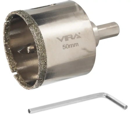 Коронка алмазная по керамике 50 мм трехгранный хвостовик VIRA 559517; УТ-00000217