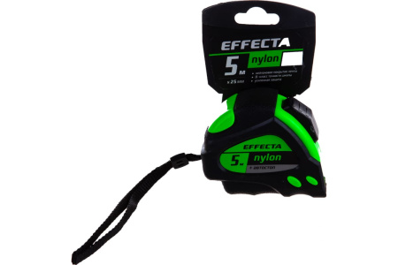 Рулетка 5м-25мм с магнитом, автостоп,лентой нейлон  Effecta Nylon  (580525); 11612890