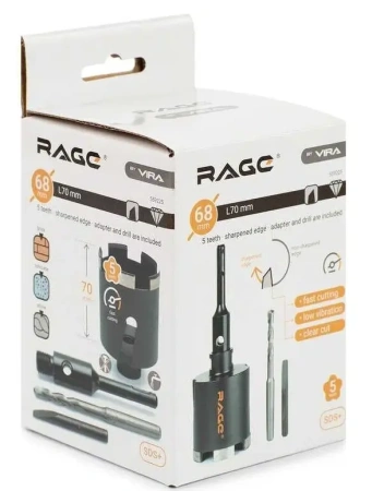 Коронка алмазная по бетону 68 мм для подрозетников RAGE 559225; УТ-00000197