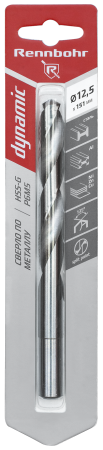 Сверло по металлу ЦХ 12,5х151мм, HSS-G Р6М5, 1шт/уп RENNBOHR DYNAMIC CARD (675125); 11614294