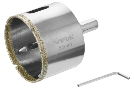 Коронка алмазная по керамике 55 мм трехгранный хвостовик VIRA 559507; УТ-00000219