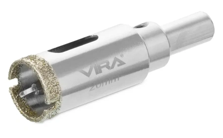 Коронка алмазная по керамике 20 мм трехгранный хвостовик VIRA 559501; УТ-00000202