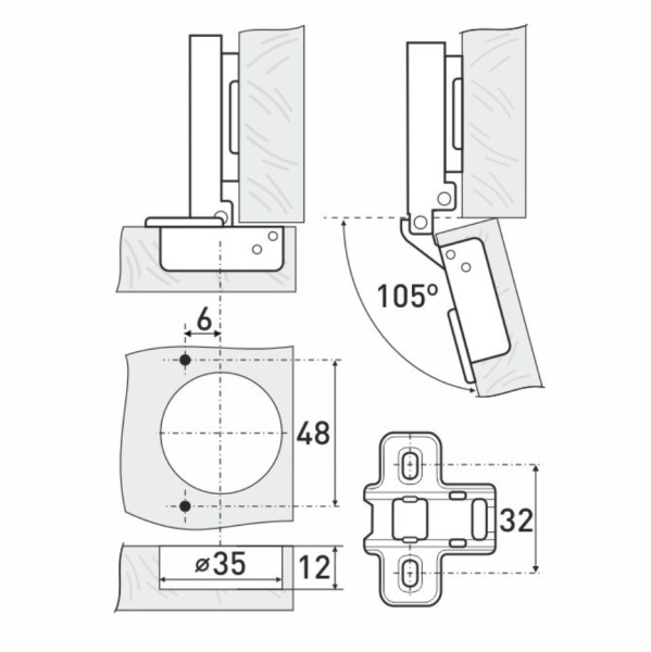 Петля мебельная Clip-On 1109 накладная с доводчиком, хром уп.2шт. StahlBuro 15904; 11615060 Петля мебельная Clip-On 1109 накладная с доводчиком, хром уп.2шт. StahlBuro 15904; 11615060