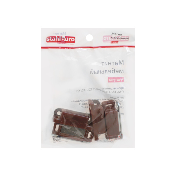 Магнит мебельный L-45, h-14 коричневый уп.4шт. StahlBuro L-42/15935; 11615051