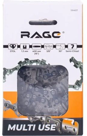 Цепь пильная 57 звеньев, 400мм (16), 3/8 1.3 S57-3/8-1.3  RAGE 594657; УТ-00000248