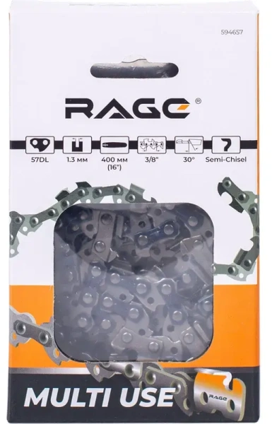 Цепь пильная 57 звеньев, 400мм (16), 3/8 1.3 S57-3/8-1.3  RAGE 594657; УТ-00000248