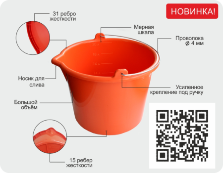 Ведро 12л гибкое ударопрочное для красок и смесей  DECOR PROFI  533-120; 11608255