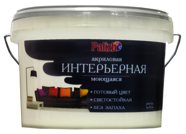Краска PALIZH акриловая интерьерная моющаяся №303 крем-брюле 3,7 кг; 11605594